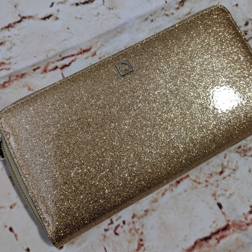 🆕 Kate Spade Mavis St Gold Glitter Neda Wallet - Picture 5 of 7
